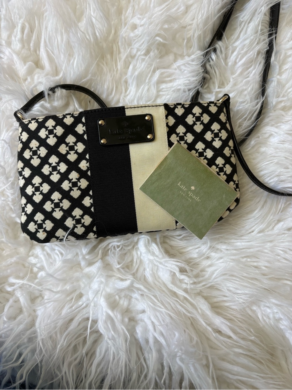 kate spade Black & Cream Patterned Crossbody Bag